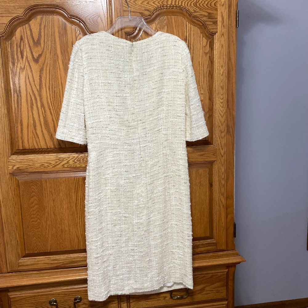 Oscar De La Renta Sheath Dress 10 Cream Tweed Wool Silk S12 Spring 2012 Runway - Picture 14 of 15